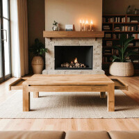 120x75cm Couchtisch Teakholz Hagby mit Schubkasten Massivhol