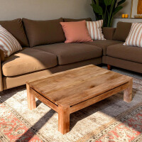 120x75cm Couchtisch Teakholz Hagby mit Schubkasten Massivhol