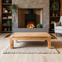 120x75cm Couchtisch Teakholz Hagby mit Schubkasten Massivhol