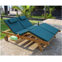Doppel Gartenliege Teak Cuneo Massivholz Wetterfest 3