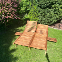 Doppel Gartenliege Teak Cuneo Massivholz Wetterfest 4