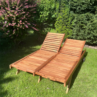Doppel Gartenliege Teak Cuneo Massivholz Wetterfest 5