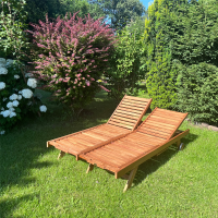 Doppel Gartenliege Teak Cuneo Massivholz Wetterfest 6