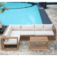 Loungesessel Teakholz Loppio Massivholz Wetterfest + Sitzkis