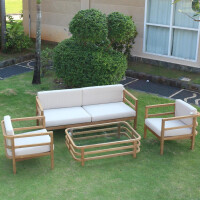 Loungesofa Teakholz 3-Sitzer Pusiano Massivholz Wetterfest +