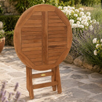 Klapptisch Teakholz Rund Pesero Massivholz Wetterfest 50cm 5