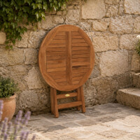 Klapptisch Teakholz Rund Pesero Massivholz Wetterfest 50cm 6