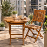 Klapptisch Teakholz Rund Pesero Massivholz Wetterfest 50cm 7