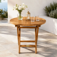 Klapptisch Teakholz Rund Pesero Massivholz Wetterfest 50cm 8