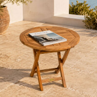 Klapptisch Teakholz Rund Pesero Massivholz Wetterfest 50cm 9
