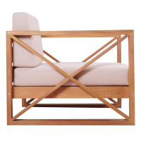 Loungesessel Teakholz Molveno mit Armlehnen + Sitzkissen Mas