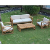Loungesessel Teakholz Molveno mit Armlehnen + Sitzkissen Mas