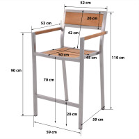 Barhocker Garzone 59 x 59 x 110 cm Edelstahl 9