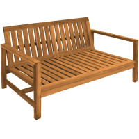 Loungesofa Teakholz 3-Sitzer Udine Massivholz Wetterfest 150