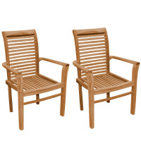 2x Stapelstuhl Teakholz Cosenza Massivholz Wetterfest 1