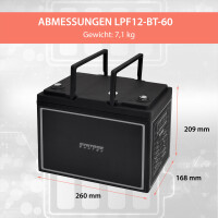 60Ah 12V Lifepo 4 Lithium Batterie | Akku mit BMS, Bluetooth