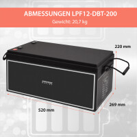200Ah 12V Lifepo 4 Lithium Batterie | Akku mit BMS, Bluetoot