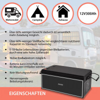 300Ah 12V Lifepo 4 Lithium Batterie | Akku mit BMS, Bluetoot