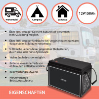 150Ah 12V Lifepo 4 Lithium Batterie | Akku mit BMS, Bluetoot