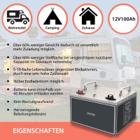 100Ah 12V Lifepo 4 Lithium Batterie | Akku Untersitz mit BMS