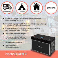 50Ah 24V Lifepo 4 Lithium Batterie | Akku mit BMS, Bluetooth