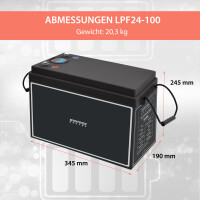 100Ah 24V Lifepo 4 Lithium Batterie | Akku mit BMS, Bluetoot