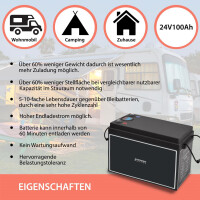 100Ah 24V Lifepo 4 Lithium Batterie | Akku mit BMS, Bluetoot