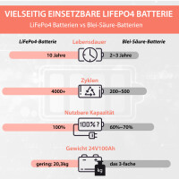 100Ah 24V Lifepo 4 Lithium Batterie | Akku mit BMS, Bluetoot