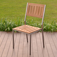 1x Stapelstuhl Teakholz+ Edelstahl Cantene Massivholz Wetter