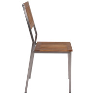 1x Stapelstuhl Teakholz+ Edelstahl Cantene Massivholz Wetter