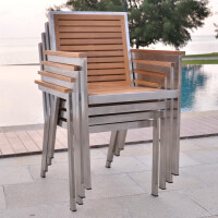 1x Stapelstuhl Teakholz + Edelstahl Dosazzo Massivholz Wette