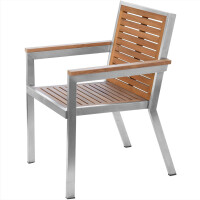 1x Stapelstuhl Teakholz + Edelstahl Dosazzo Massivholz Wette