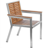 1x Stapelstuhl Teakholz + Edelstahl Dosazzo Massivholz Wette