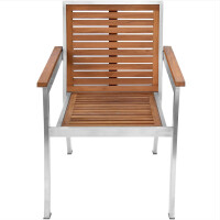 1x Stapelstuhl Teakholz + Edelstahl Dosazzo Massivholz Wette