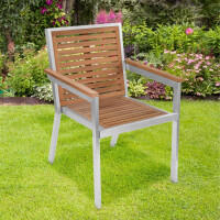 1x Stapelstuhl Teakholz + Edelstahl Dosazzo Massivholz Wette