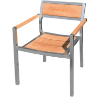 1x Stapelstuhl Teakholz + Edelstahl Endine Massivholz Wetter