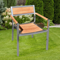 1x Stapelstuhl Teakholz + Edelstahl Endine Massivholz Wetter