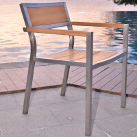 1x Stapelstuhl Teakholz + Edelstahl Endine Massivholz Wetter