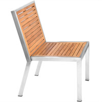 1x Stapelstuhl Teakholz + Edelstahl Fedaia Massivholz Wetter