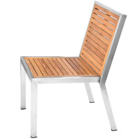 1x Stapelstuhl Teakholz + Edelstahl Fedaia Massivholz Wetter