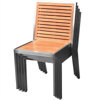 1x Stapelstuhl Teakholz + Edelstahl Fedaia Massivholz Wetter