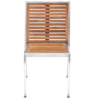 1x Stapelstuhl Teakholz + Edelstahl Fedaia Massivholz Wetter