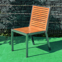 1x Stapelstuhl Teakholz + Edelstahl Fedaia Massivholz Wetter