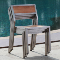 1x Stapelstuhl Teakholz + Edelstahl Garzone Massivholz Wette