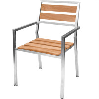 1x Stapelstuhl Teakholz + Edelstahl Lavarone Massivholz Wett