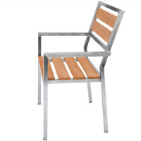 1x Stapelstuhl Teakholz + Edelstahl Lavarone Massivholz Wett
