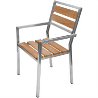 1x Stapelstuhl Teakholz + Edelstahl Lavarone Massivholz Wett