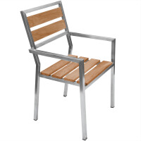 1x Stapelstuhl Teakholz + Edelstahl Lavarone Massivholz Wett