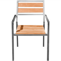 1x Stapelstuhl Teakholz + Edelstahl Lavarone Massivholz Wett