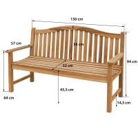 Teakholz Bank Catania 150cm Massivholz Wetterfest B-Ware 7